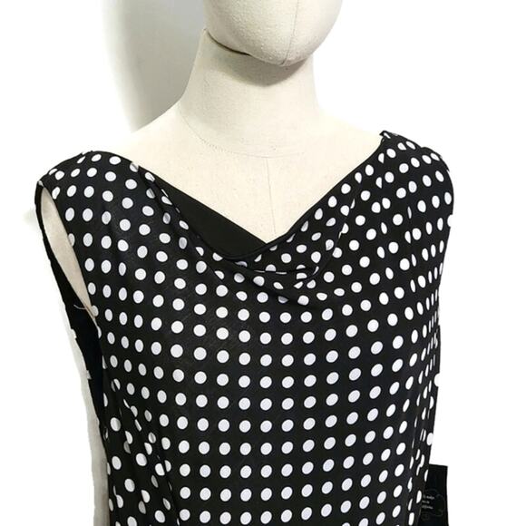 Eva Franco Black and White Polka Dot Dress Sleeveless Midi Flowy Party Summer 8 - Picture 4 of 14
